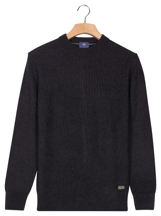 Baileys Crew Neck Allover Half Cardigan Stitch Multicolor Knit Pullover Navy