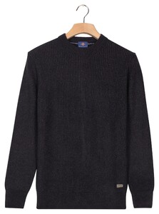 Baileys Crew Neck Allover Half Cardigan Stitch Multicolor Knit Trui Navy