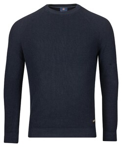 Baileys Crew Neck Allover Rib Knit Trui Dark Blue