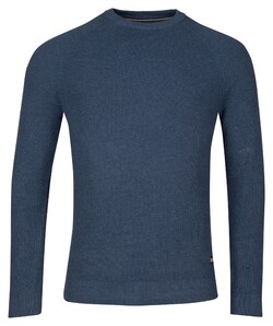 Baileys Crew Neck Allover Rib Knit Trui Deep Denim Blue