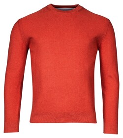 Baileys Crew Neck Allover Structure Knit Trui Dark Coral Melange