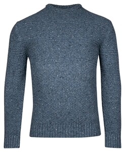 Baileys Crew Neck Allover Structure Knit Trui Mid Denim Blue