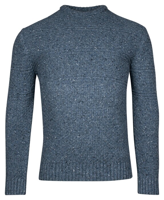 Baileys Crew Neck Allover Structure Knit Trui Mid Denim Blue