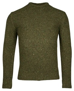 Baileys Crew Neck Allover Structure Knit Trui Olive