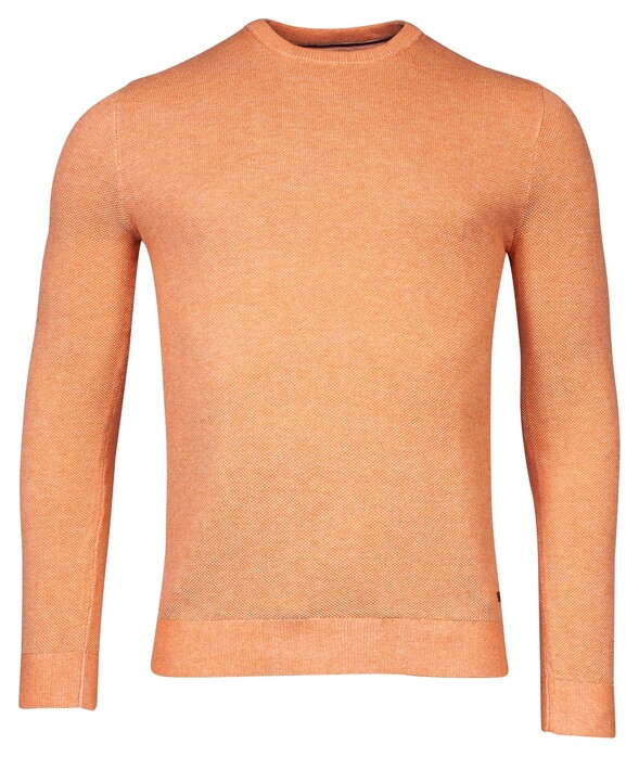 Baileys Crew Neck Body And Sleeves Two-Tone Structure Jacquard Trui Mid Orange