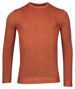 Baileys Crew Neck Body And Sleeves Two-Tone Structure Jacquard Trui Red Earth