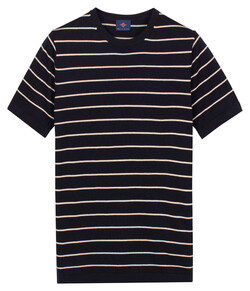 Baileys Crew Neck Breton Stripe Short Sleeve Trui Navy