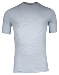 Baileys Crew Neck Mini Stripe Chestpocket Pima Cotton Blend T-Shirt Denim Blue