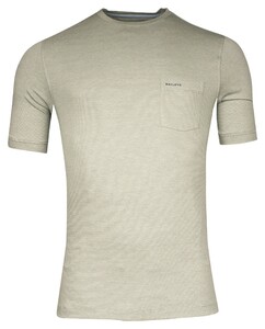 Baileys Crew Neck Mini Stripe Chestpocket Pima Cotton Blend T-Shirt Olive Green