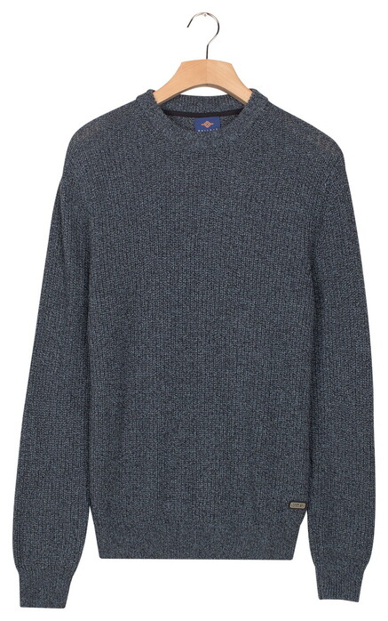 Baileys Crew Neck Mouliné Rib Structure Twisted Colors Trui Faded Denim Blue