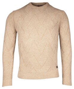 Baileys Crew Neck Plated Large V-Shape Structure Knit Trui Off White