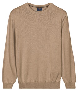 Baileys Crew Neck Solid Color Cotton Knit Pullover Taupe