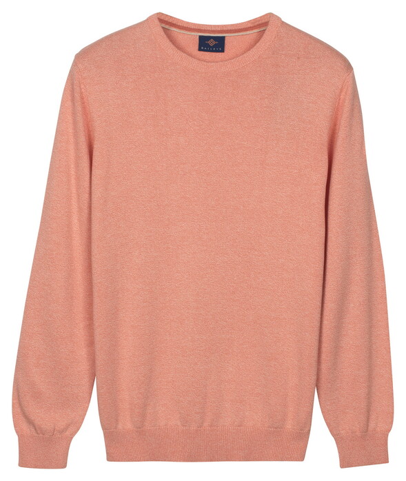 Baileys Crew Neck Solid Color Cotton Knit Trui Abrikoos
