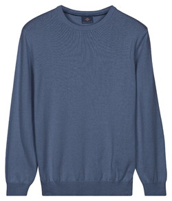 Baileys Crew Neck Solid Color Cotton Knit Trui Dark Denim Blue
