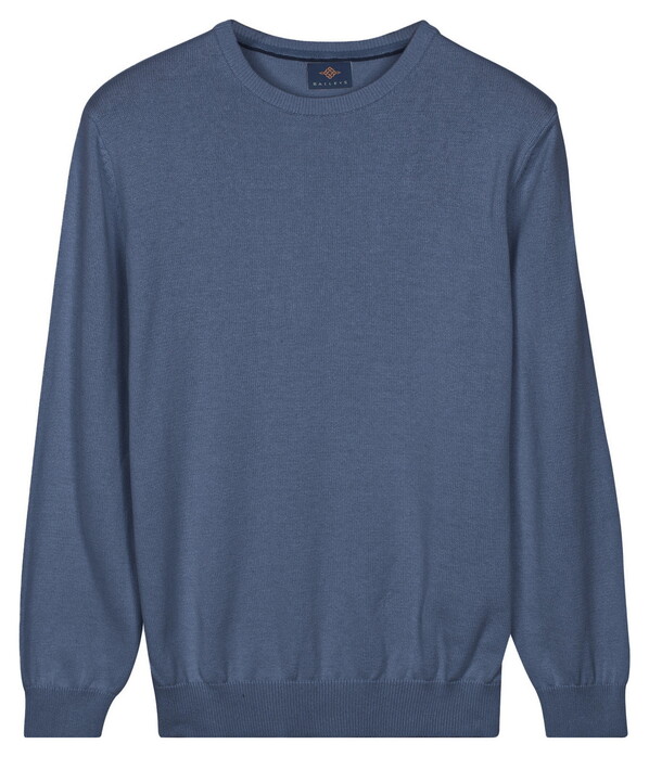 Baileys Crew Neck Solid Color Cotton Knit Trui Dark Denim Blue