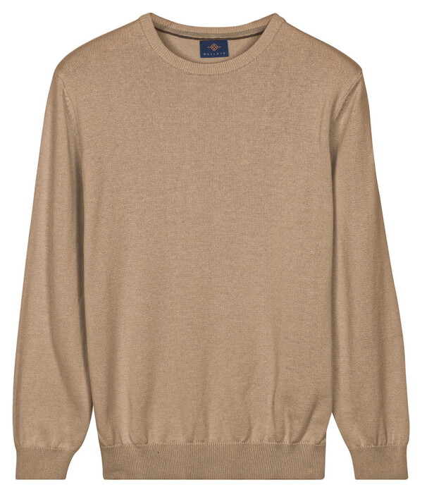 Baileys Crew Neck Solid Color Cotton Knit Trui Taupe