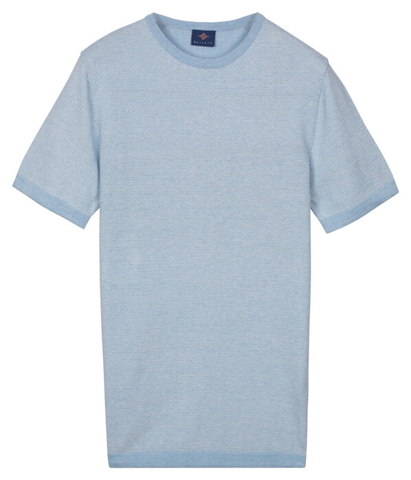 Baileys Crew Neck Two-Tone Jacquard Texture Trui Soft Blue