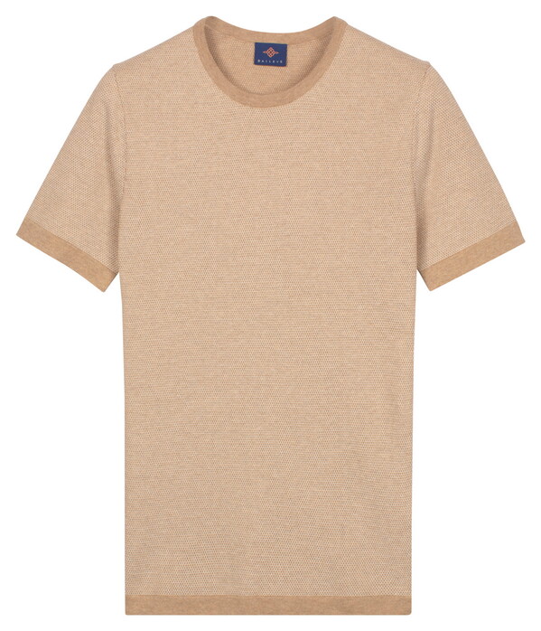 Baileys Crew Neck Two-Tone Jacquard Texture Trui Zand