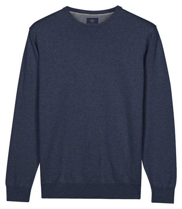 Baileys Crew Neck Uni Color Pima Cotton Trui Dark Denim Blue