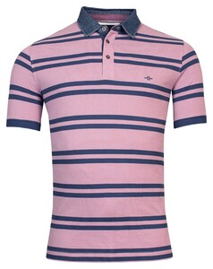 Baileys Duo Yarn Dyed Stripe Denim Collar Solid Piqué Polo Lila