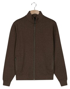 Baileys Faux-Uni Sweat Cardigan Zip Cotton Blend Vest Bruin