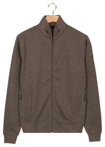 Baileys Faux-Uni Sweat Cardigan Zip Cotton Blend Vest Donker Bruin