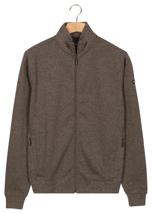 Baileys Faux-Uni Sweat Cardigan Zip Cotton Blend Vest Donker Bruin