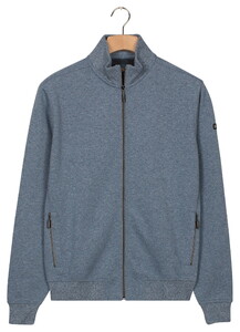 Baileys Faux-Uni Sweat Cardigan Zip Cotton Blend Vest Mid Denim Blue