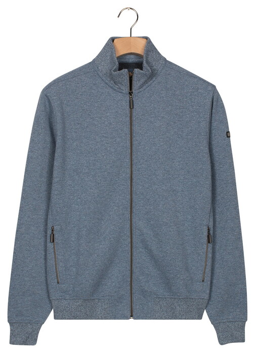 Baileys Faux-Uni Sweat Cardigan Zip Cotton Blend Vest Mid Denim Blue