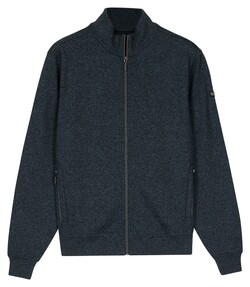 Baileys Faux-Uni Sweat Cardigan Zip Cotton Blend Vest Navy