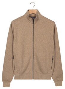Baileys Faux-Uni Sweat Cardigan Zip Cotton Blend Vest Taupe