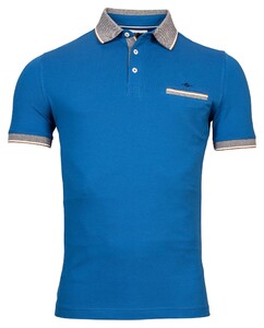Baileys Fine Contrast Chestpocket Solid Piqué Polo Midden Blauw