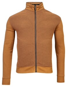 Baileys Front Back Two-Tone Jacqaurd Sweat Cardigan Zip Vest Donker Goud