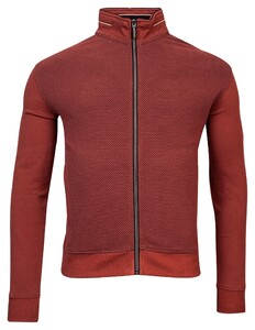 Baileys Front Back Two-Tone Jacqaurd Sweat Cardigan Zip Vest Stone Red