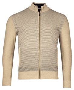 Baileys Front Panel Three Color Knit Cardigan Zip Structure Beige