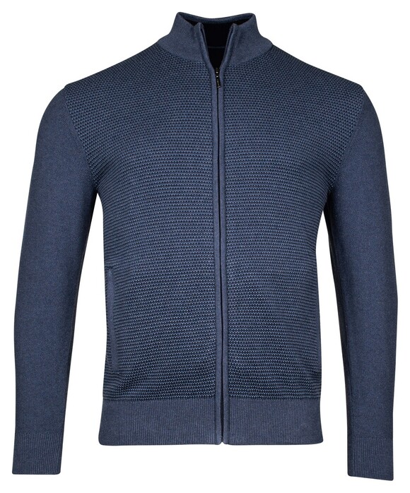 Baileys Front Panel Three Color Knit Cardigan Zip Structure Vest Deep Denim Blue