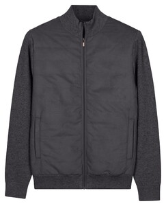 Baileys Front Suedine Light Padded And Quilted Sleeve And Back Knitted Cardigan Dark Anthracite