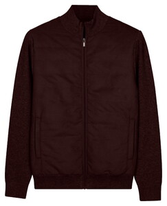 Baileys Front Suedine Light Padded And Quilted Sleeve And Back Knitted Cardigan Espresso Brown