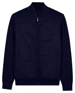 Baileys Front Suedine Light Padded And Quilted Sleeve And Back Knitted Cardigan Navy