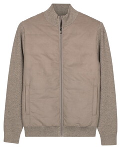 Baileys Front Suedine Light Padded And Quilted Sleeve And Back Knitted Cardigan Steel Grey