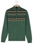 Baileys Front Top Nordic Knit Jacquard Pattern Half Zip Trui Dark Forest