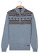 Baileys Front Top Nordic Knit Jacquard Pattern Half Zip Trui Faded Denim Blue