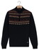 Baileys Front Top Nordic Knit Jacquard Pattern Half Zip Trui Navy