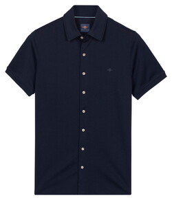 Baileys Full Buttoned Short Sleeve Polo Dark Blue