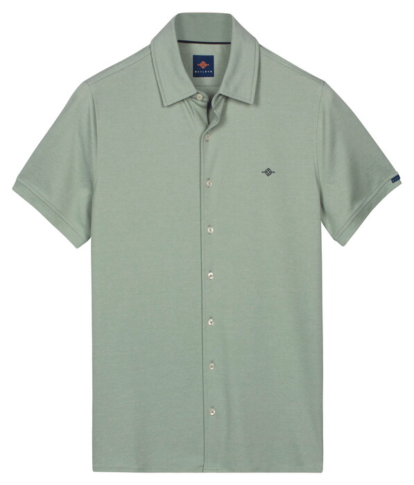 Baileys Full Buttoned Short Sleeve Polo Misty Green