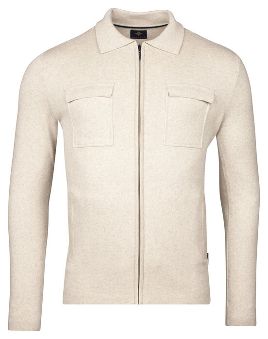 Baileys Full Zip Cardigan Flat Knit Collar Double Breast Pockets Vest Kitt Melange