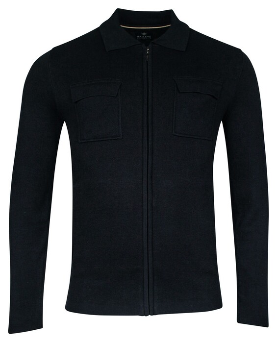 Baileys Full Zip Cardigan Flat Knit Collar Double Breast Pockets Vest Navy