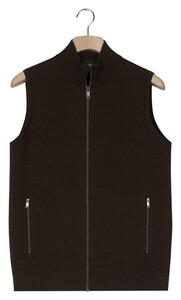 Baileys Full Zip Front Back Knit Stitch Cotton Cashmere Waistcoat Dark Brown