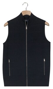 Baileys Full Zip Front Back Knit Stitch Cotton Cashmere Waistcoat Navy