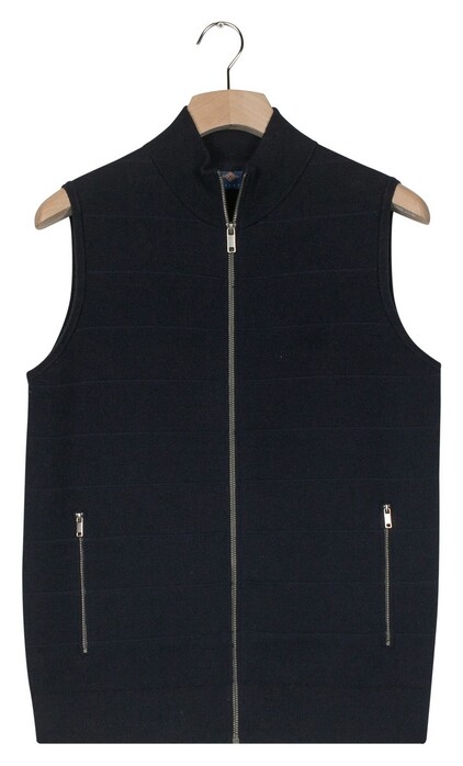 Baileys Full Zip Front Back Knit Stitch Cotton Cashmere Waistcoat Navy
